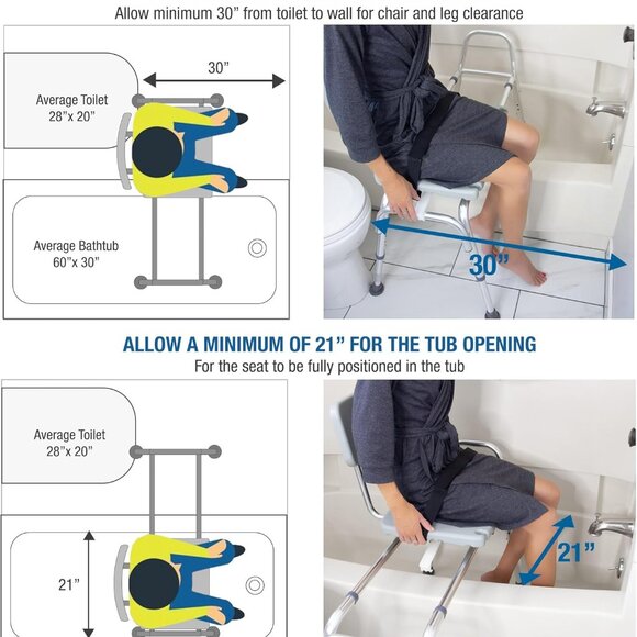 Heavy-duty Sliding Transfer Bench Shower Chair With Cut-out Seat and Adjustable - Picture 5 of 9